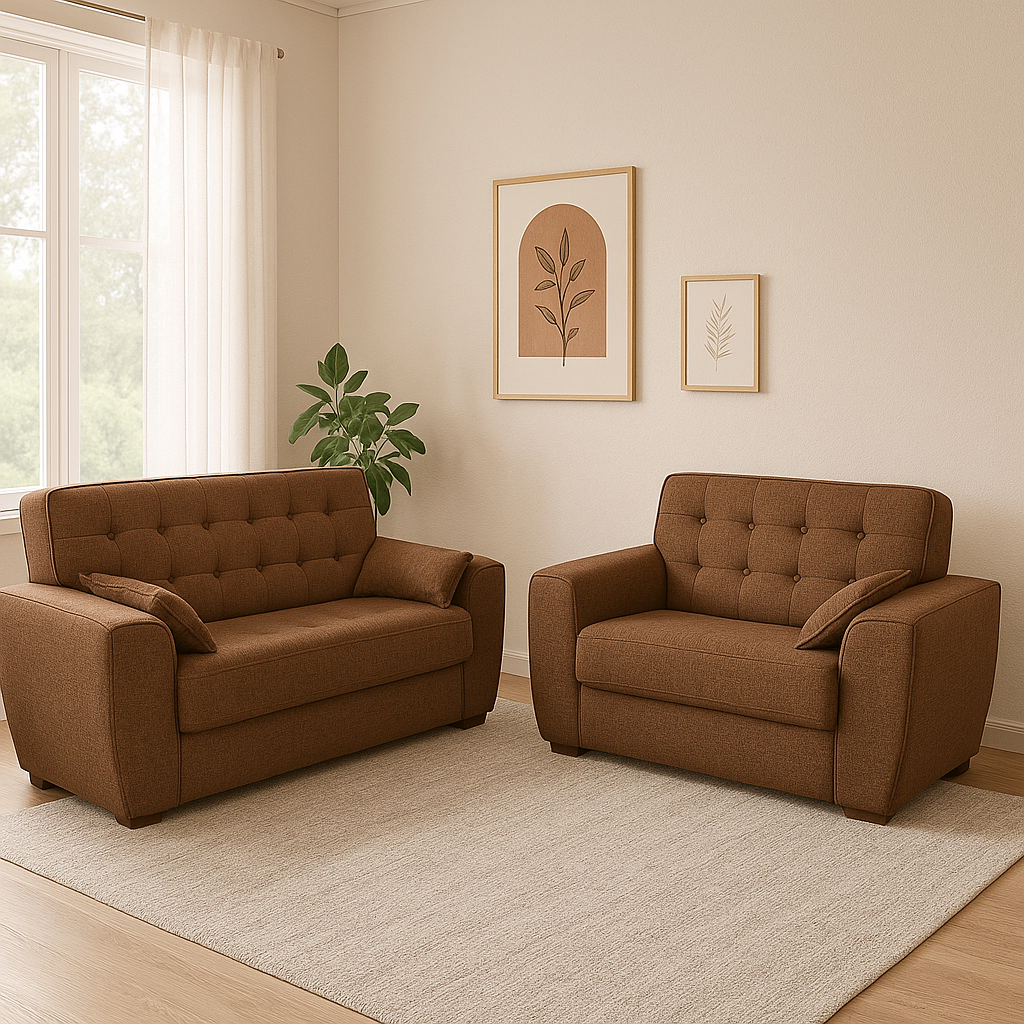 Conjunto de Sofás 3 e 2 Lugares Berlim Masterflex - PENA MARROM