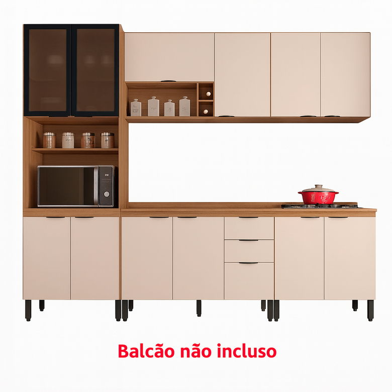 Cozinha Modulada 3 Peças 8 Portas Firenze Demóbile