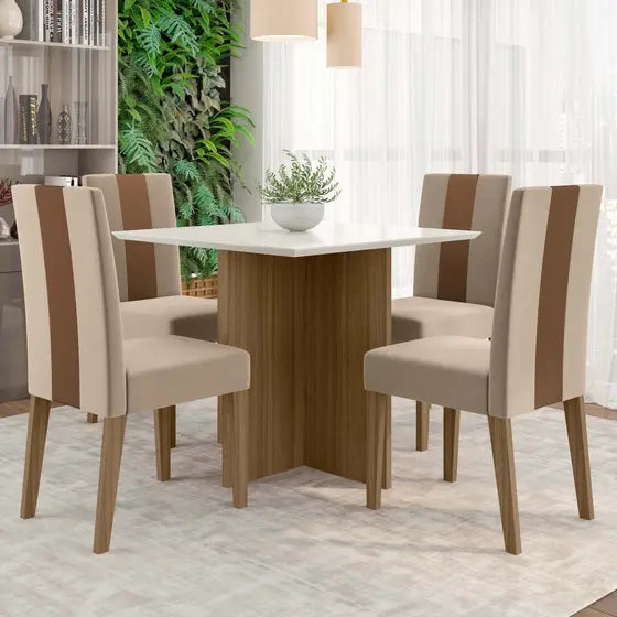 Conjunto Mesa de Jantar 90cm Helo com 4 Cadeiras Linea Poliman