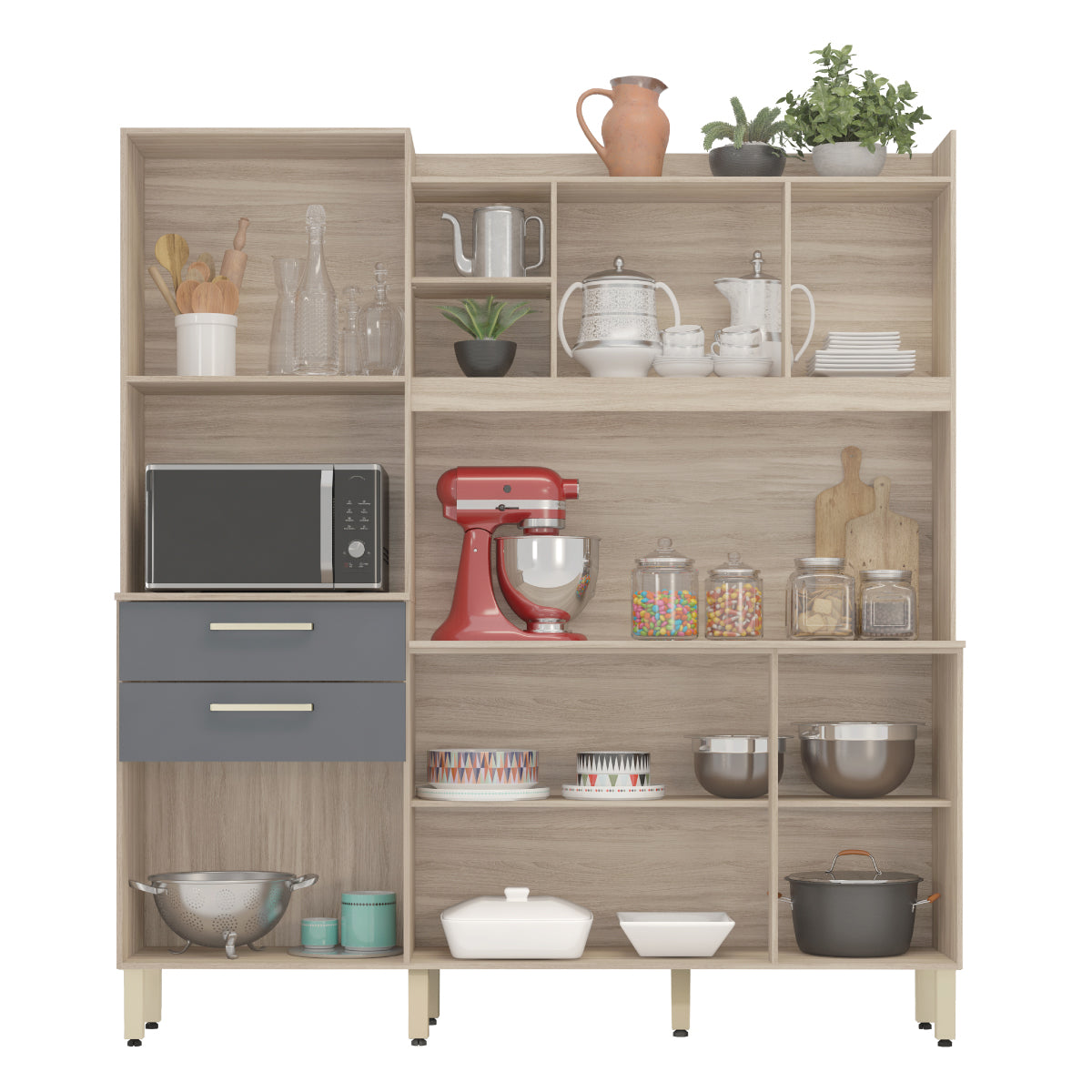 Cozinha Compacta Select 6 Portas 2 Gavetas Demóbile - AVENA TOUCH/GRAFITO