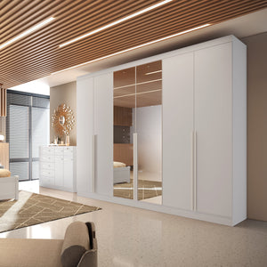 Guarda-Roupa Casal   6 Portas 6 Gavetas Com Espelho MDF Austria Bianchi