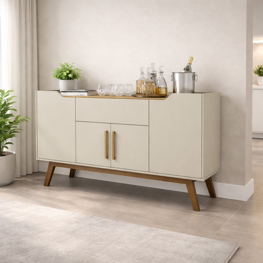 Aparador Buffet Future Bechara - OFF WHITE/CINAMOMO