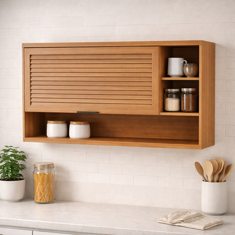 Armário Aéreo Macadamia 1 Porta 120cm Telasul com Nicho