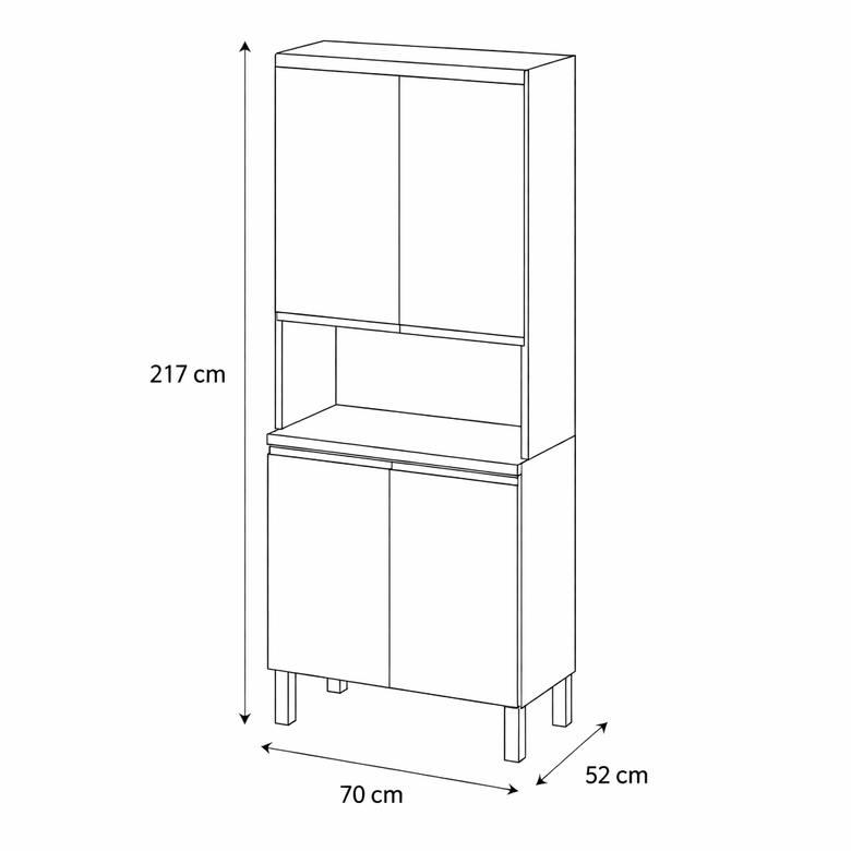 Paneleiro de Cozinha Macadâmia 70cm 4 Portas Telasul
