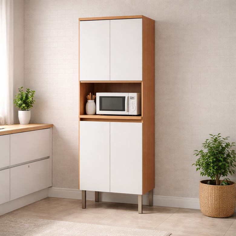 Paneleiro de Cozinha Macadâmia 70cm 4 Portas Telasul