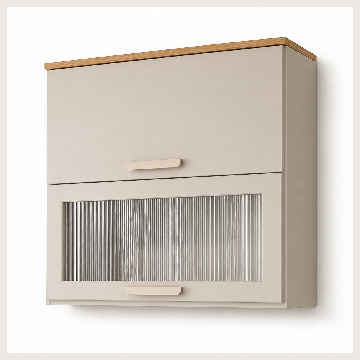 Armário Aéreo Bella 80cm 2 Portas Basculante Com Vidro MGM - FREIJO/OFFWHITE