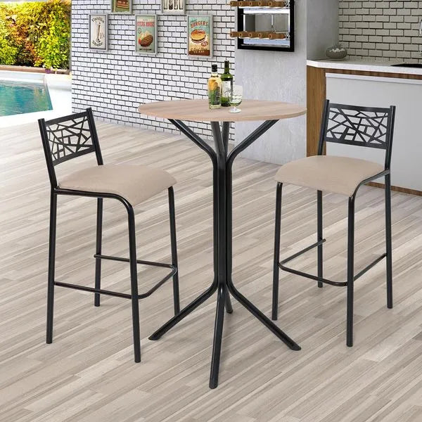 Conjunto Bistrô 2 Banquetas Tubular Dani Ciplafe - PRETO