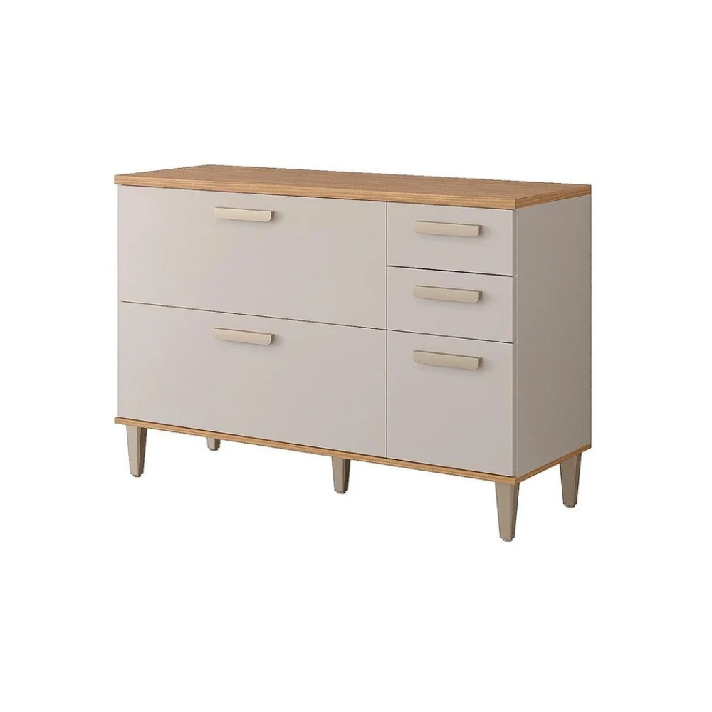 Balcão Bella 120cm 1 Porta Basculante 4 Gavetas MGM - FREIJO/OFFWHITE