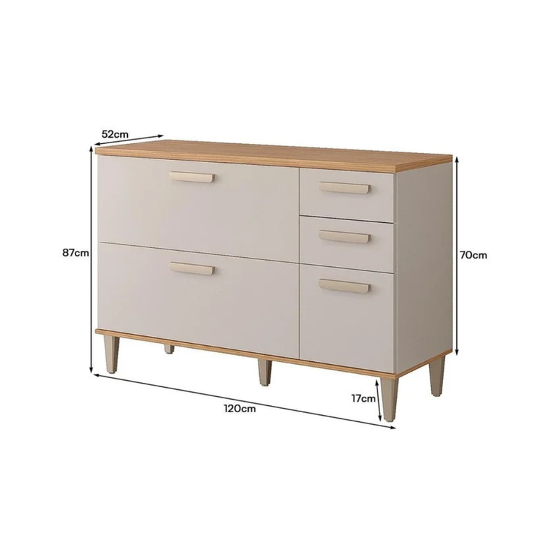 Balcão Bella 120cm 1 Porta Basculante 4 Gavetas MGM