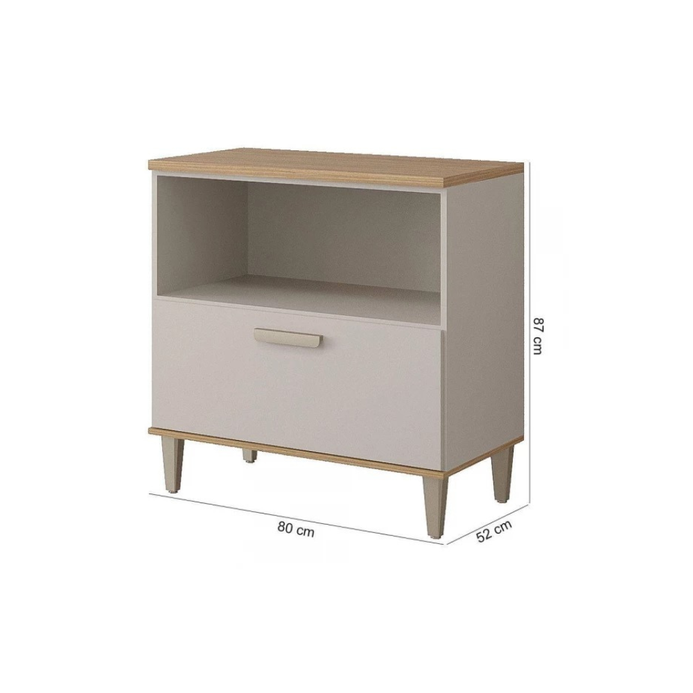 Balcão Bella 80cm 1 Porta Basculante 1 Gaveta MGM - FREIJO/OFFWHITE