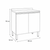 Balcão de Cozinha Macadamia 80cm 2 Portas com Tampo Telasul