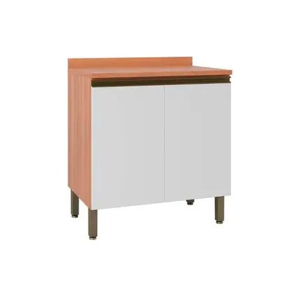 Balcão de Cozinha Macadamia 80cm 2 Portas com Tampo Telasul - FREIJO BRANCO