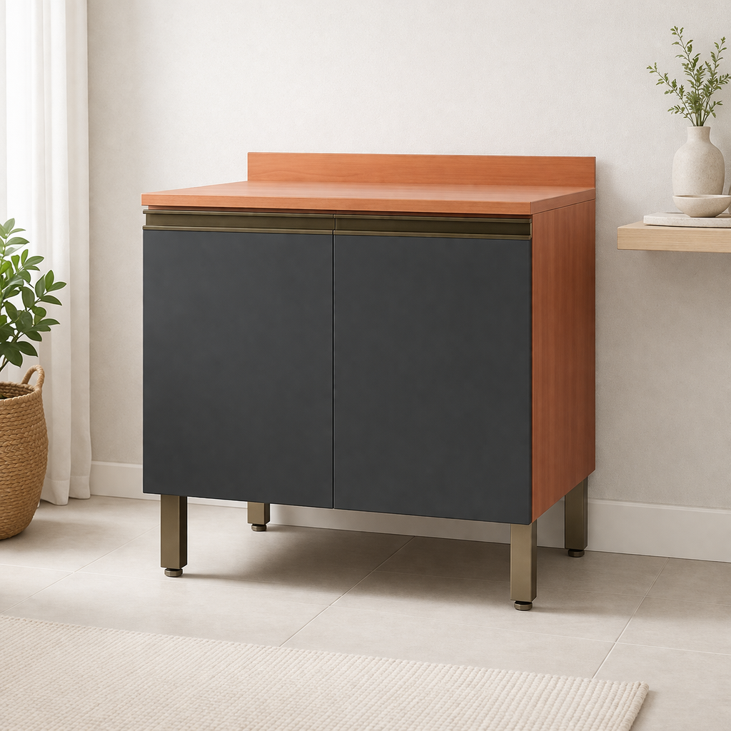 Balcão de Cozinha Macadamia 80cm 2 Portas com Tampo Telasul - FREIJO GRAFITE