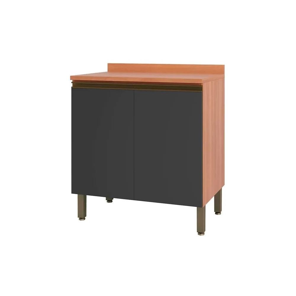 Balcão de Cozinha Macadamia 80cm 2 Portas com Tampo Telasul - FREIJO GRAFITE