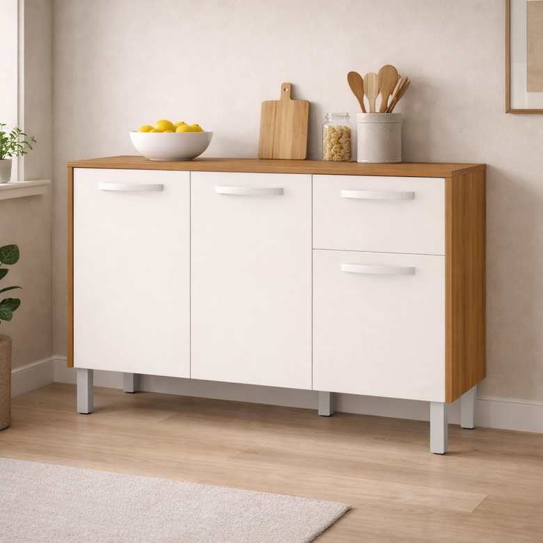 Balcão de Cozinha Mila 3 Portas 1 Gaveta Fiorello