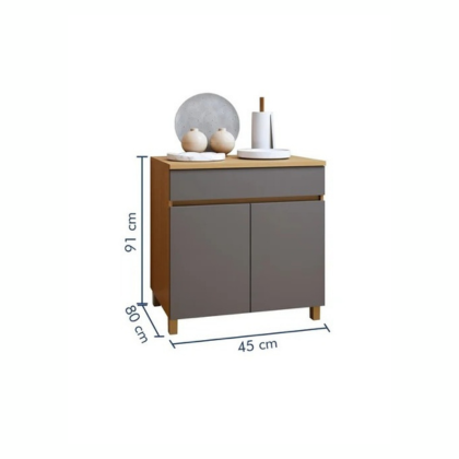 Balcão de Cozinha Realeza 2 Portas 1 Gaveta 80cm com Tampo Nesher