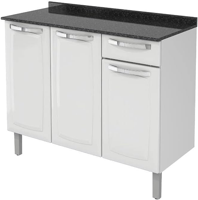 Balcão de Cozinha Rose 3 Portas 1 Gaveta Itatiaia com Tampo