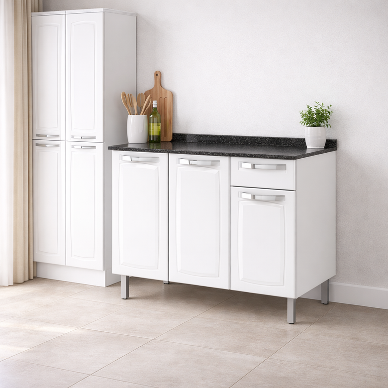 Balcão de Cozinha Rose 3 Portas 1 Gaveta Itatiaia com Tampo