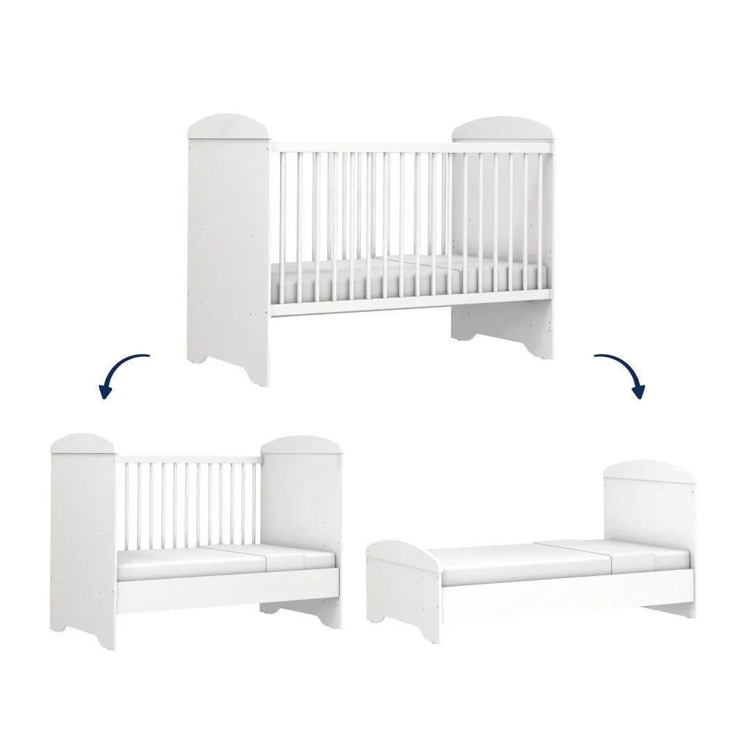 Berço Eloa 3 em 1 Carolina Baby Padrão Americano - BRANCO FOSCO /AMADEIRADO