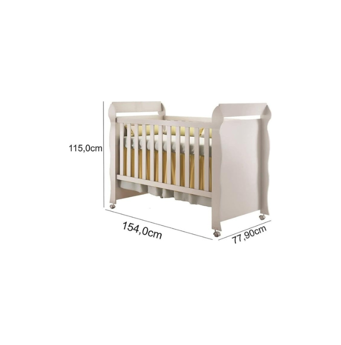 Berço Minicama Mirelle com Rodízios e Estrado Regulável