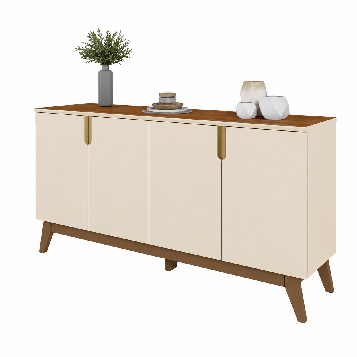 Buffet Recife com 4 Portas Mobler - OFF WHITE/CANELA