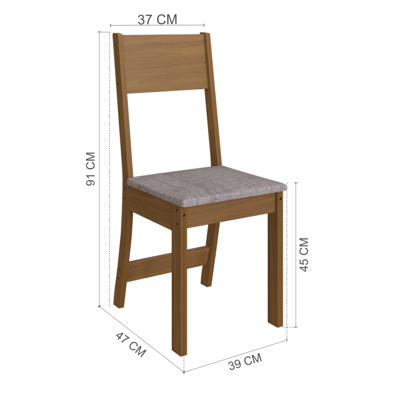 Conjunto de Mesa de Jantar 90x90cm Quadrada Lisboa com 4 Cadeiras Karla Indekes