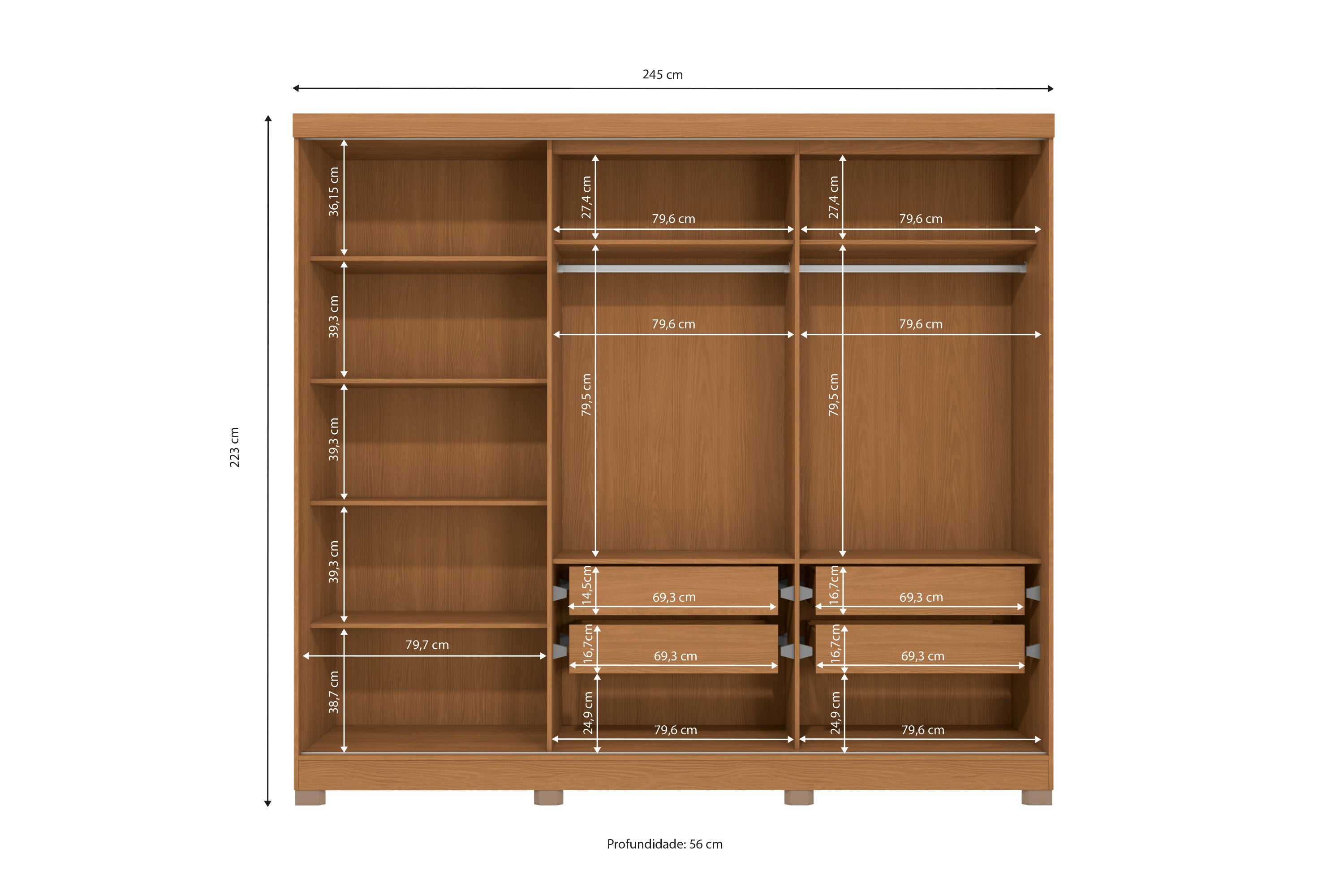 Guarda-Roupa Casal 5 Portas e 4 Gavetas CB01N564 Kappesberg