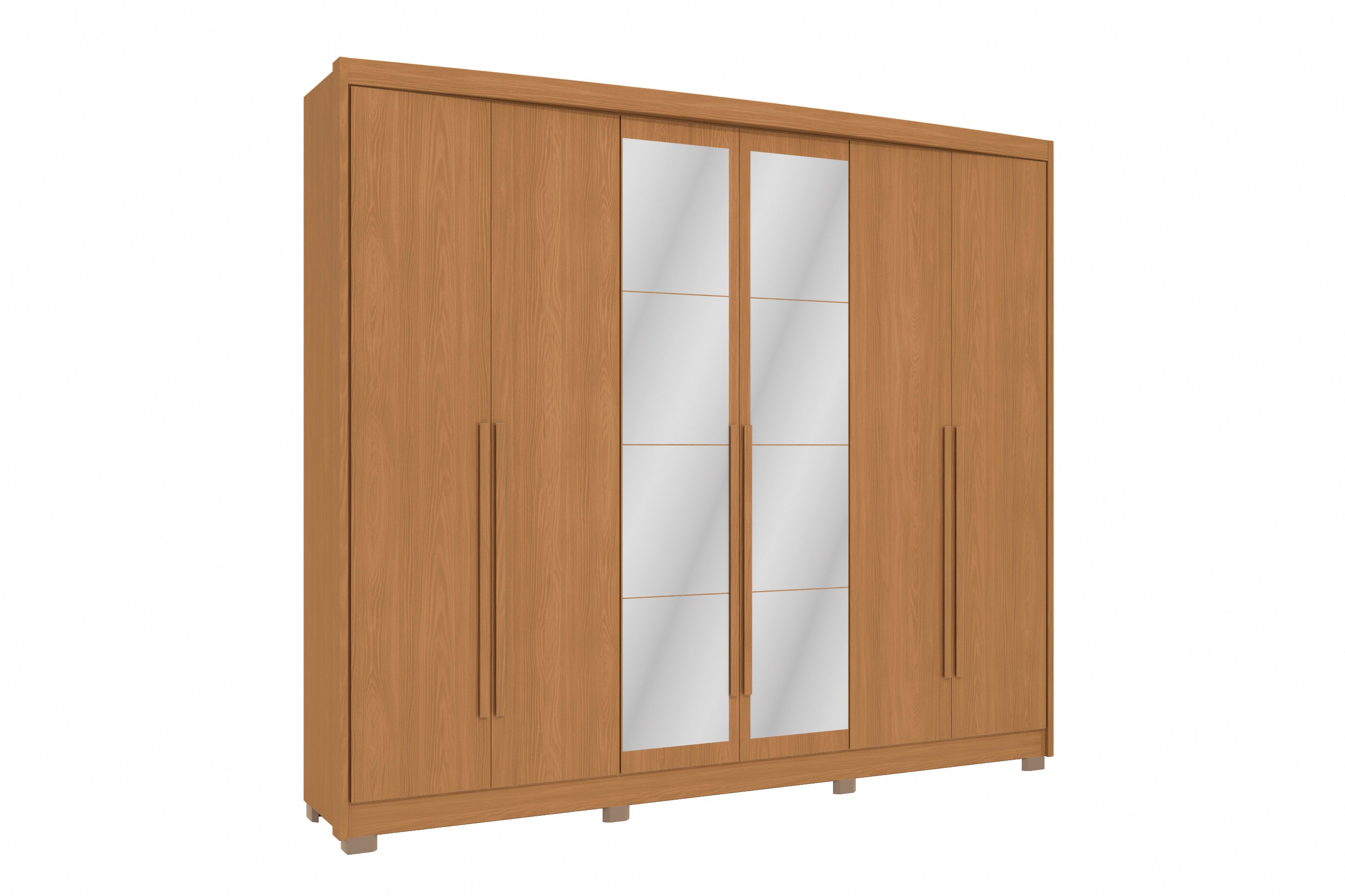 Guarda-Roupa Casal 6 Portas com Espelho 6 Gavetas CB01N566 Kappesberg - CANELA