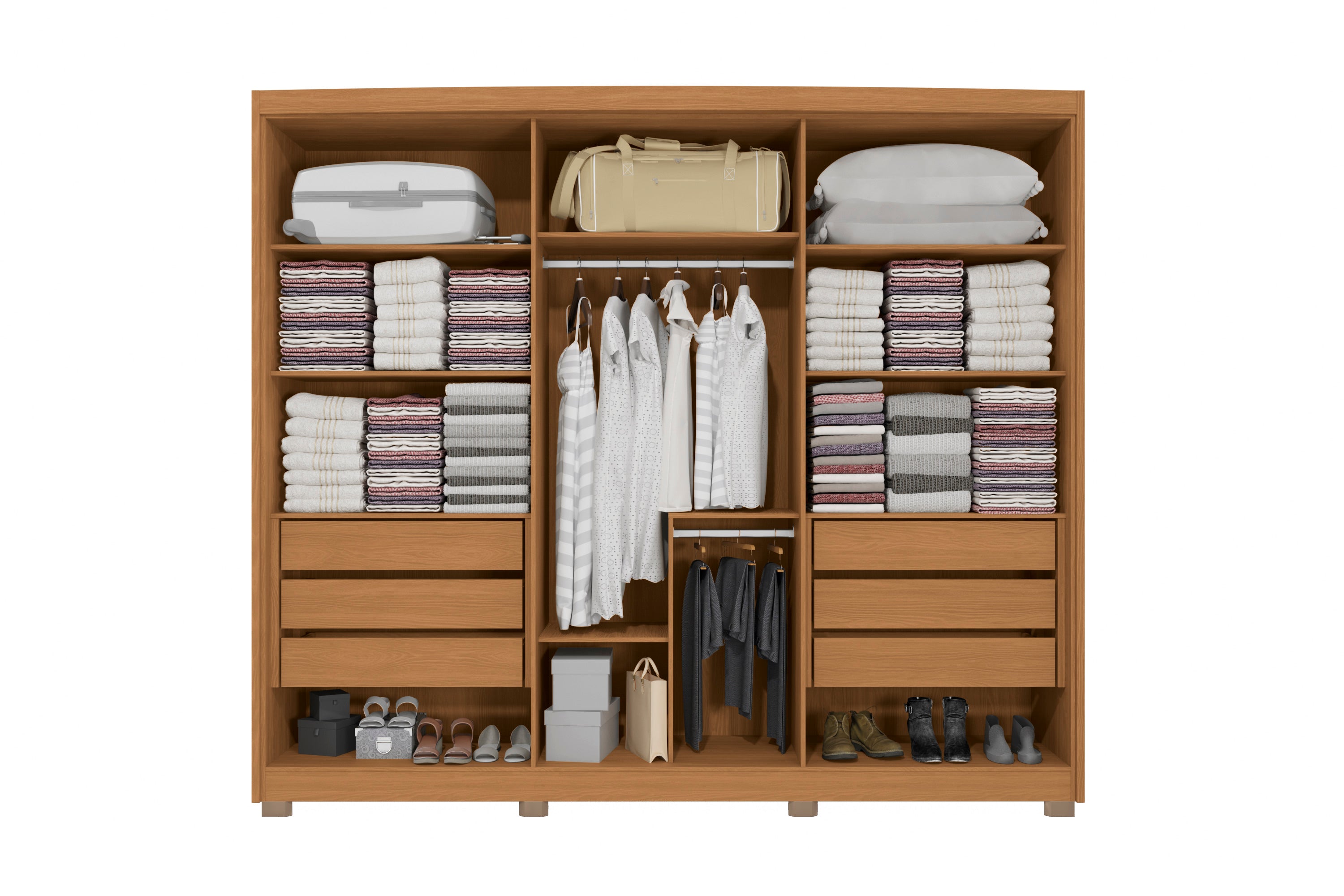 Guarda-Roupa Casal 6 Portas com Espelho 6 Gavetas CB01N566 Kappesberg