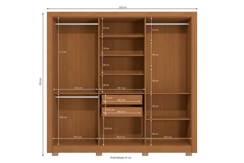 Guarda-Roupa Casal 6 Portas e 2 Gavetas CB02M569 Kappesberg
