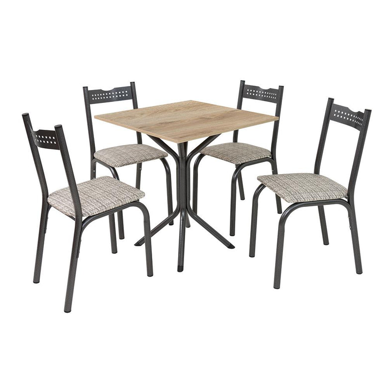 Mesa com 4 Cadeiras para Cozinha 68 Cm Branco Carvalho Ciplafe