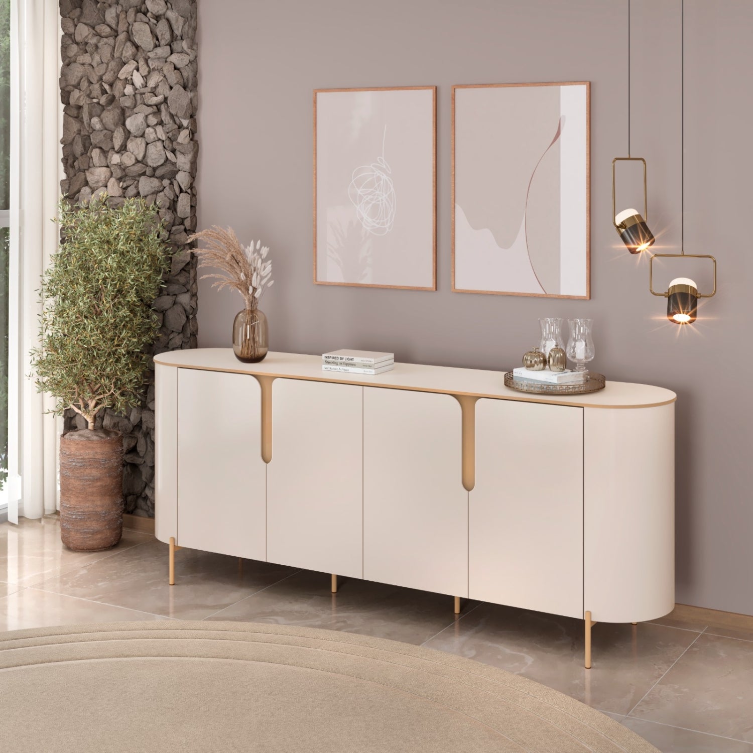 Buffet 4 Portas Cleo Dj Móveis - OFF WHITE