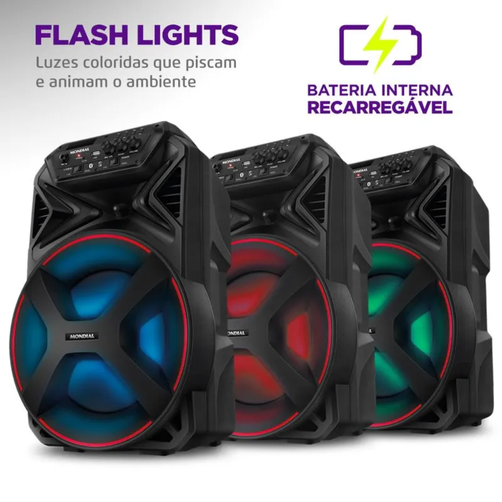 Caixa de Som Amplificada Mondial Connect Partyplus CM-250 250W Bluetooth - PRETO