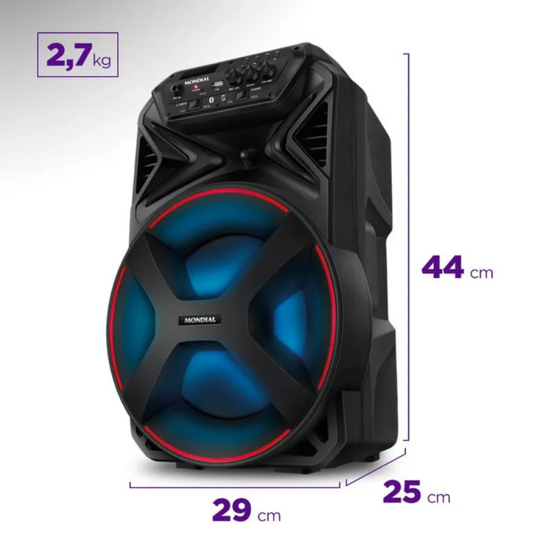 Caixa de Som Amplificada Mondial Connect Partyplus CM-250 250W Bluetooth