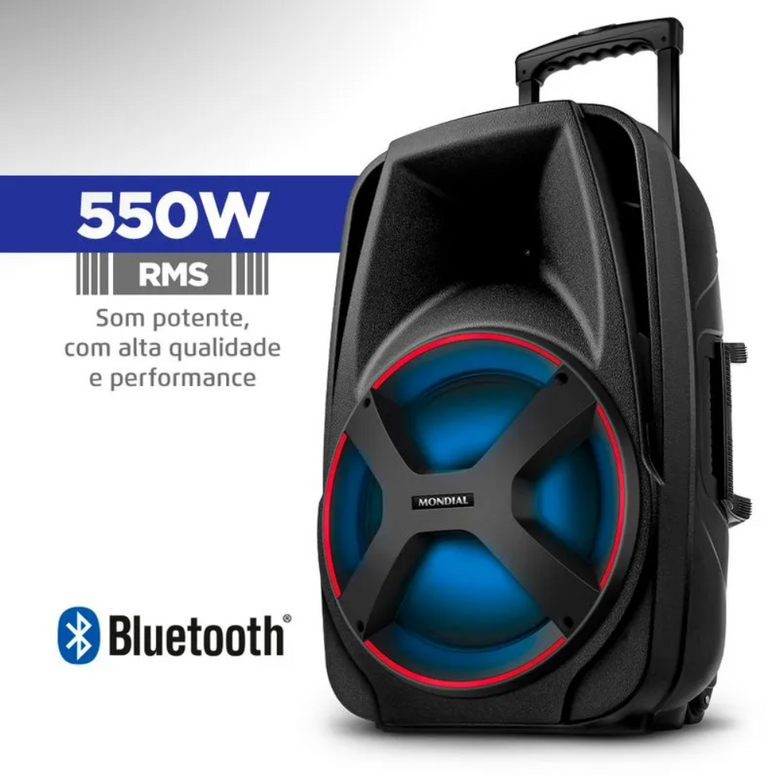 Caixa de Som Mondial Connect Power Plus CM-550 Bluetooth Amplificada 550W USB