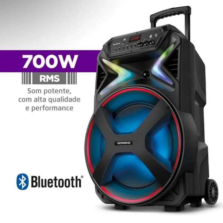 Caixa de Som Amplificada Mondial Connect Lights Plus CM-700 Bluetooth 700W
