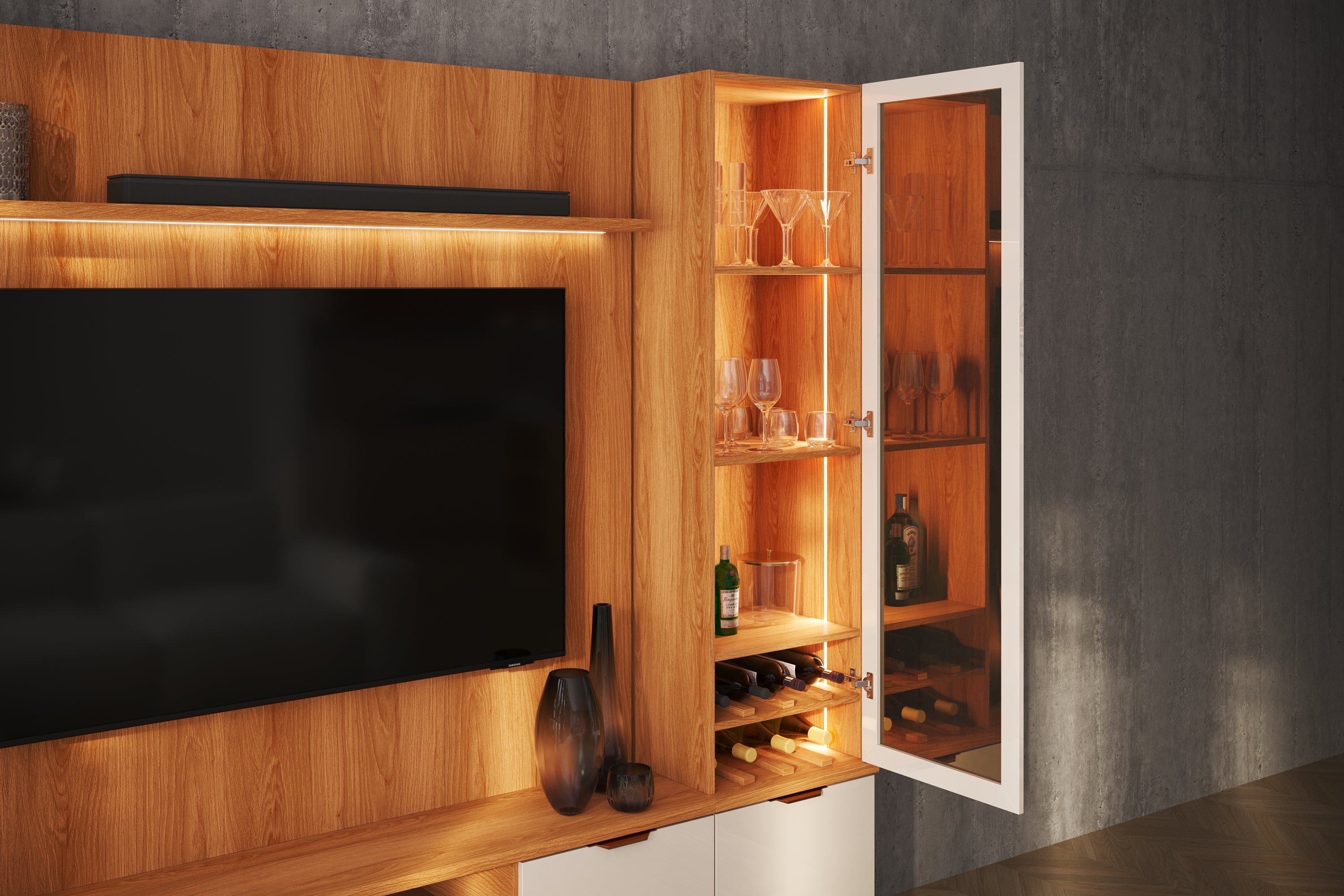 Conjunto Atenas Home Lukaliam com Cristaleira - JEQUITIBA/OFF