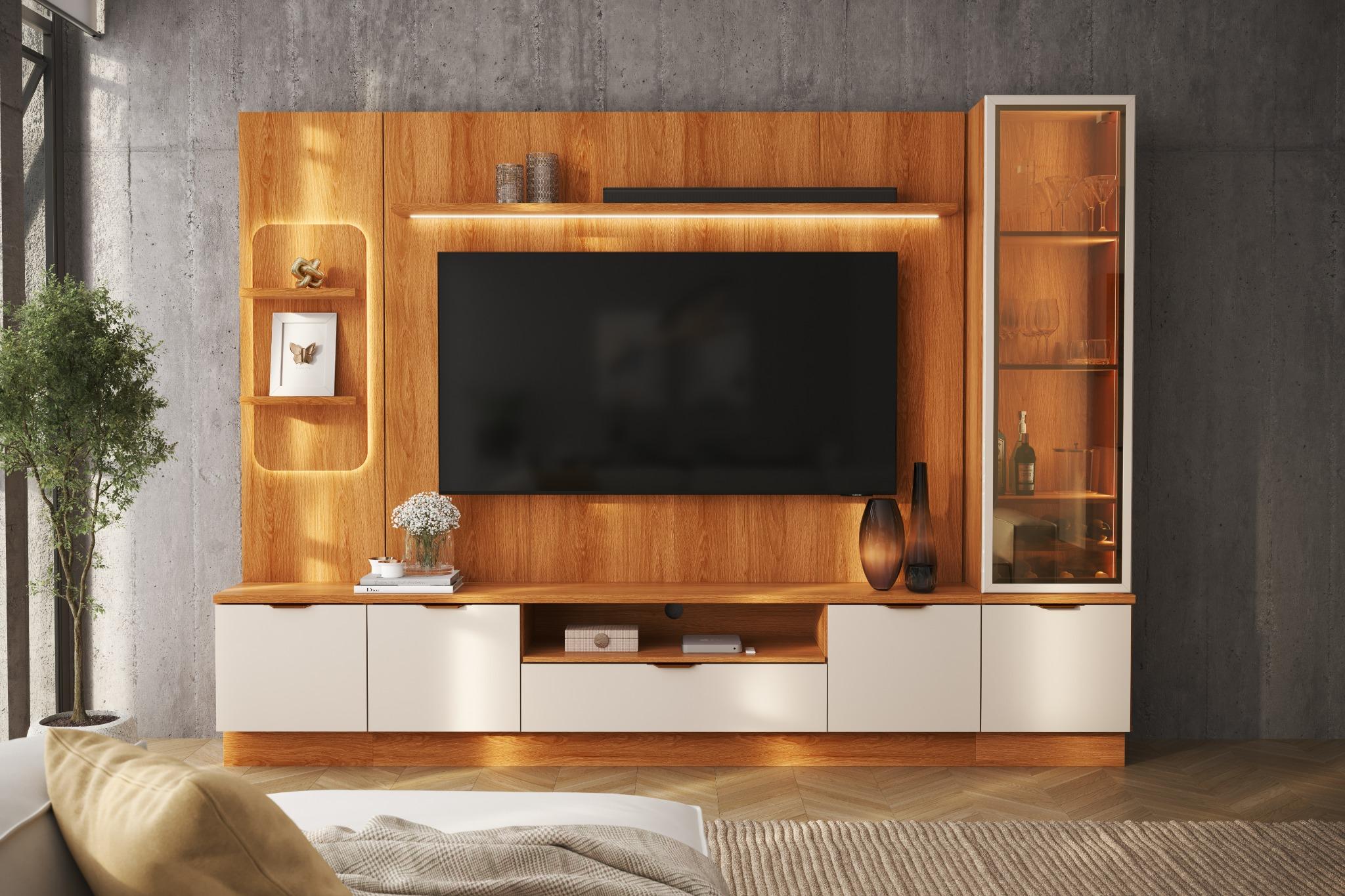 Conjunto Atenas Home Lukaliam com Cristaleira - JEQUITIBA/OFF