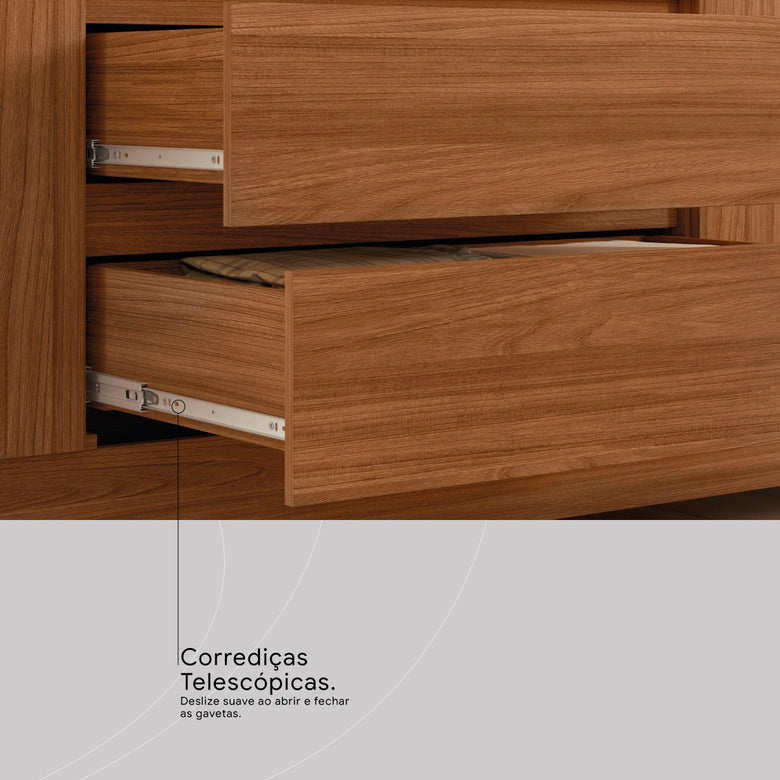 Guarda-roupa Casal 6 Portas 4 Gavetas com Espelho Ópera Demóbile