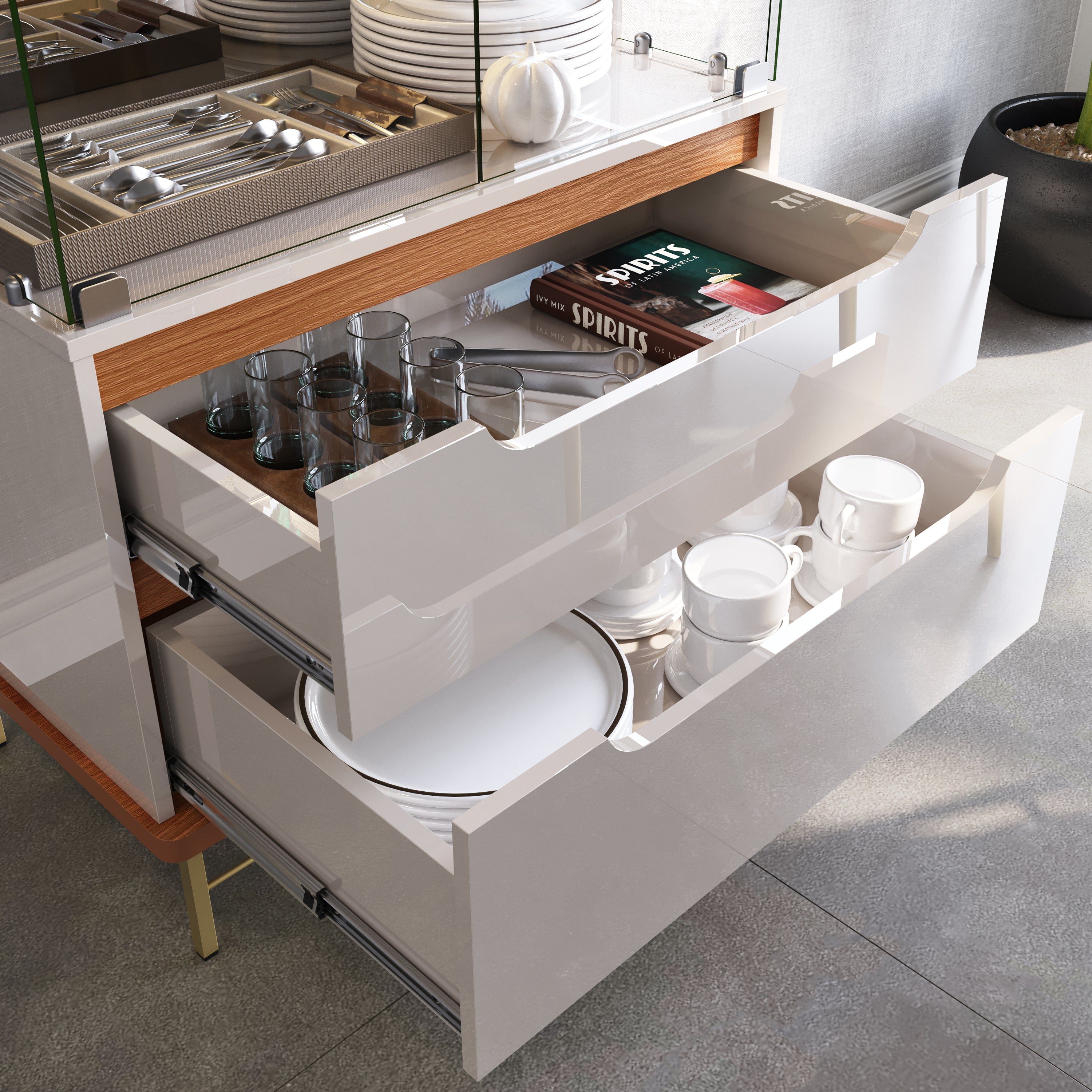 Cristaleira Adhalia Lukaliam com Portas de Vidro, LED e Prateleiras