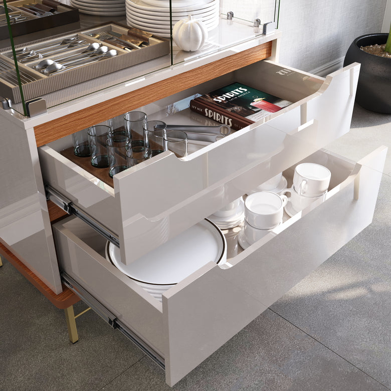 Cristaleira Adhalia Lukaliam com Portas de Vidro, LED e Prateleiras