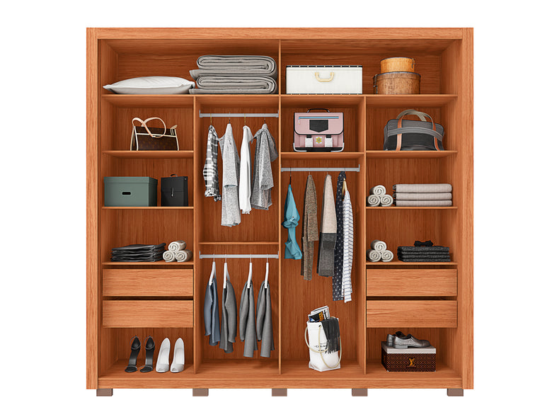 Guarda Roupa Casal 2 Portas de Correr com Espelho e 4 Gavetas 2.4 Flex Moviment Caemmun