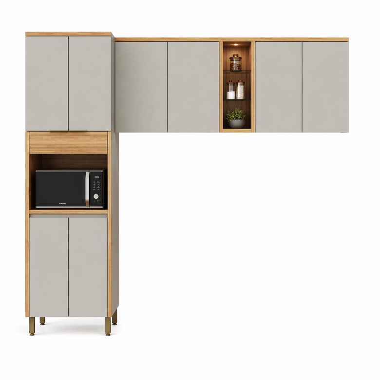 Kit Cozinha Compacta Allure 8 Portas 3 Peças Linea