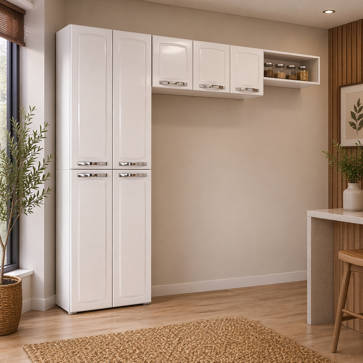 Cozinha 3 Peças 7 Portas Itatiaia Rose com Prateleiras - BCO