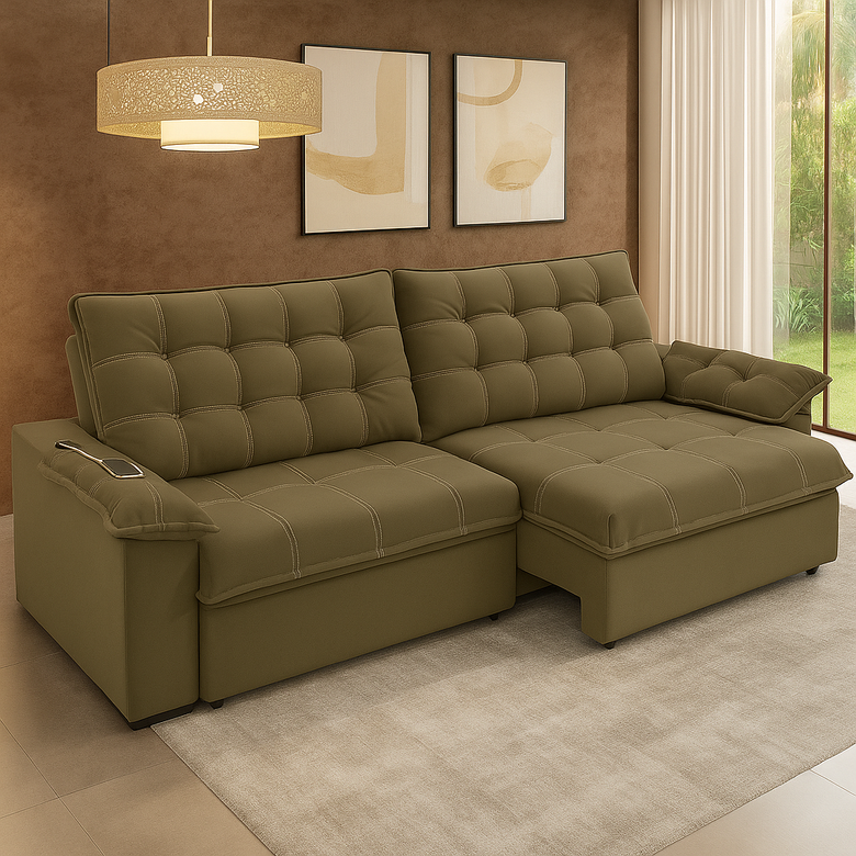 Sofá Retrátil e Reclinável 4 Lugares Parma Besthouse