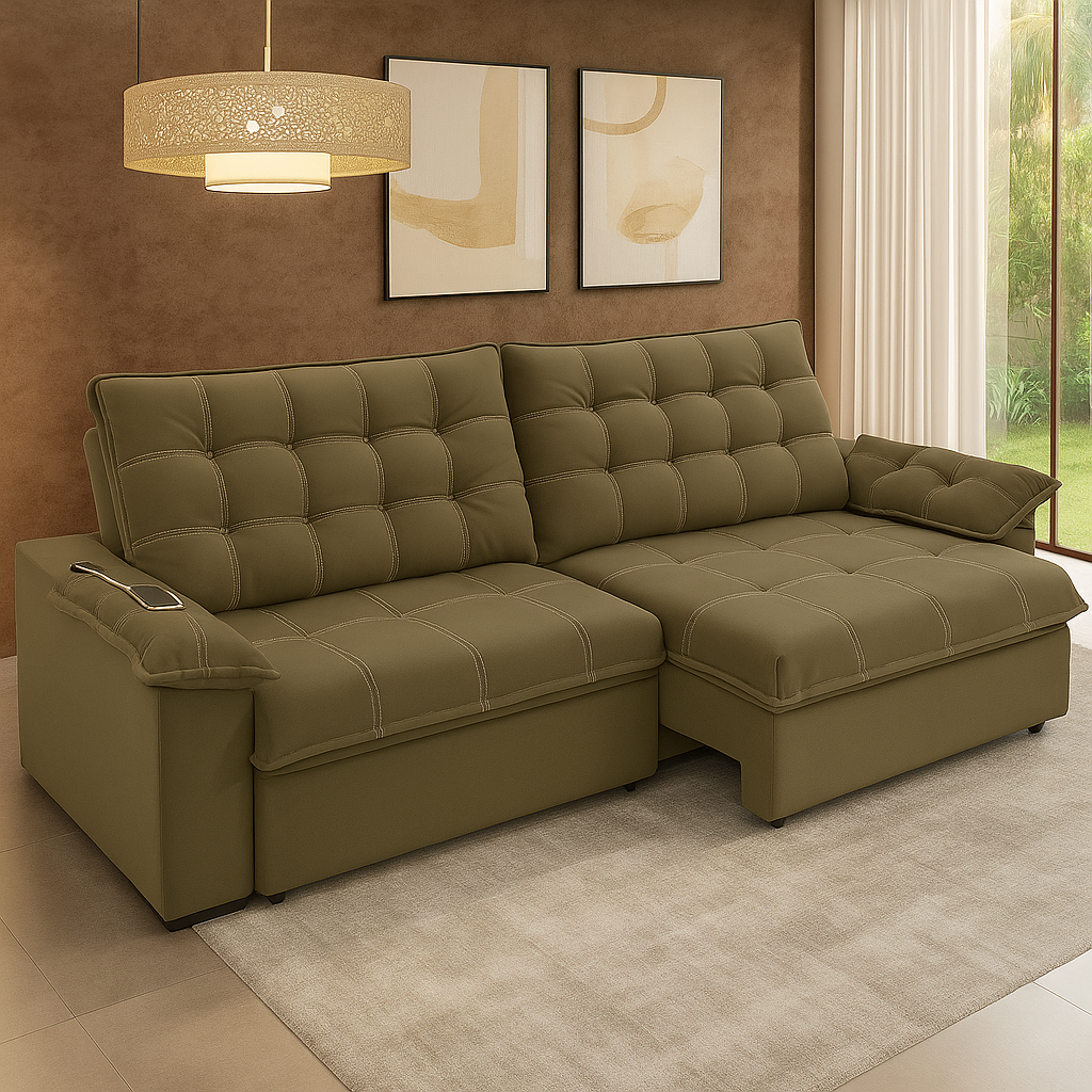 Sofá Retrátil e Reclinável 3 Lugares Parma Besthouse - MARROM