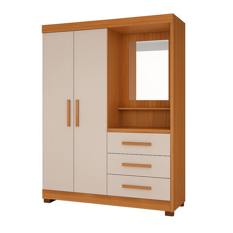 Guarda Roupa Solteiro 2 Portas 3 Gavetas Flex NT6020 Nótável Móveis