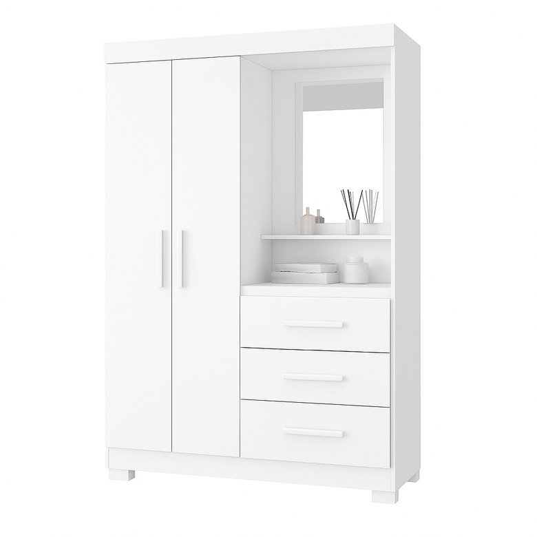 Guarda Roupa Solteiro 2 Portas 3 Gavetas Flex NT6020 Nótável Móveis