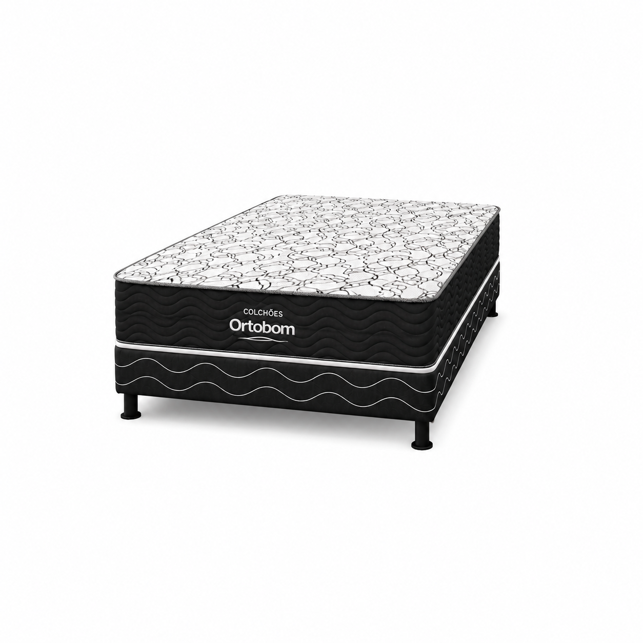 Conjunto Cama Casal Airtech D45 138x188x57 (Base + Colchão) Ortobom - PRETO
