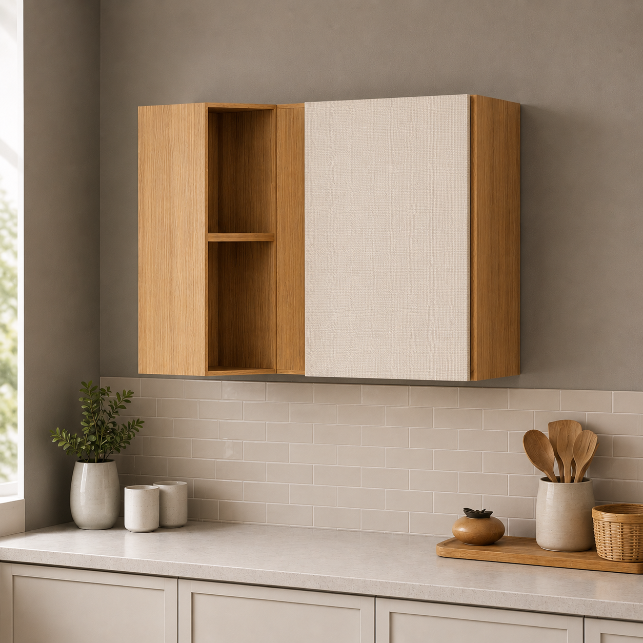 Armário Aéreo de Canto Reto 1 Porta 90cm Art Kits Paraná - FREIJO/SOFT